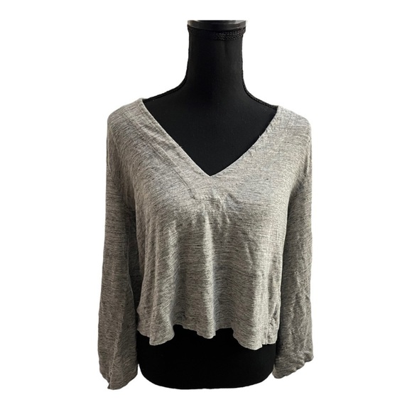 Feel The Piece Tops - Feel the Piece Terre Jacobs Long Sleeve cropped linen grey sweatshirt XS/S